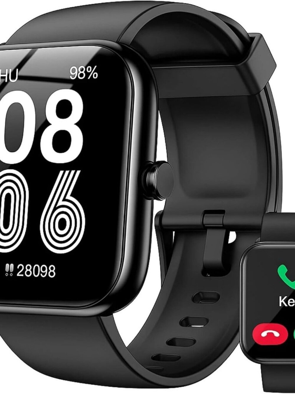 Smart Watch w/ Alexa Built-In, 1.83" HD Touchscreen, Bluetooth Call, IP68-Black